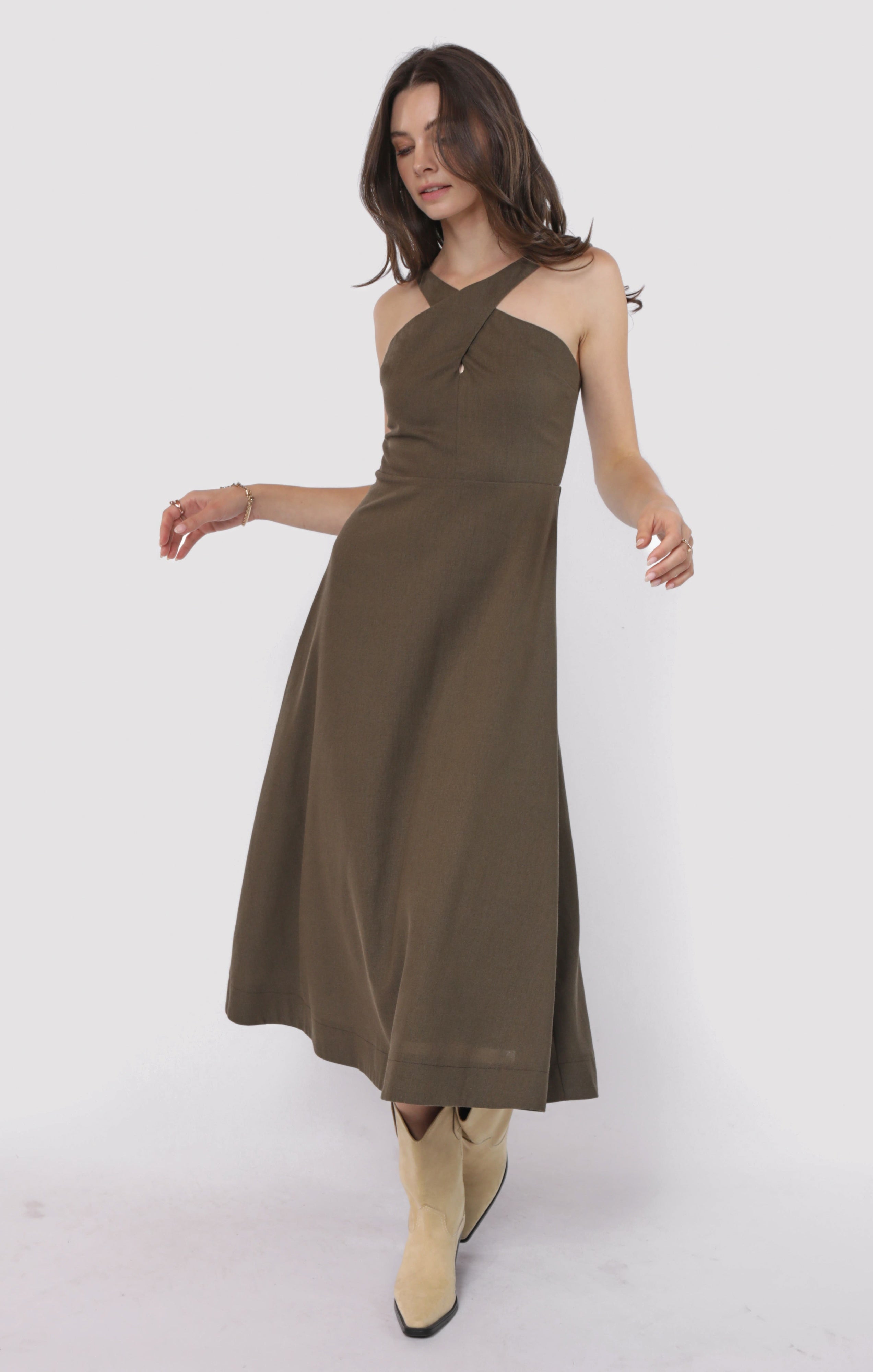 chinese dress ladies Abbey Glass Sadie Maxi Dress Pink Linen main image 1